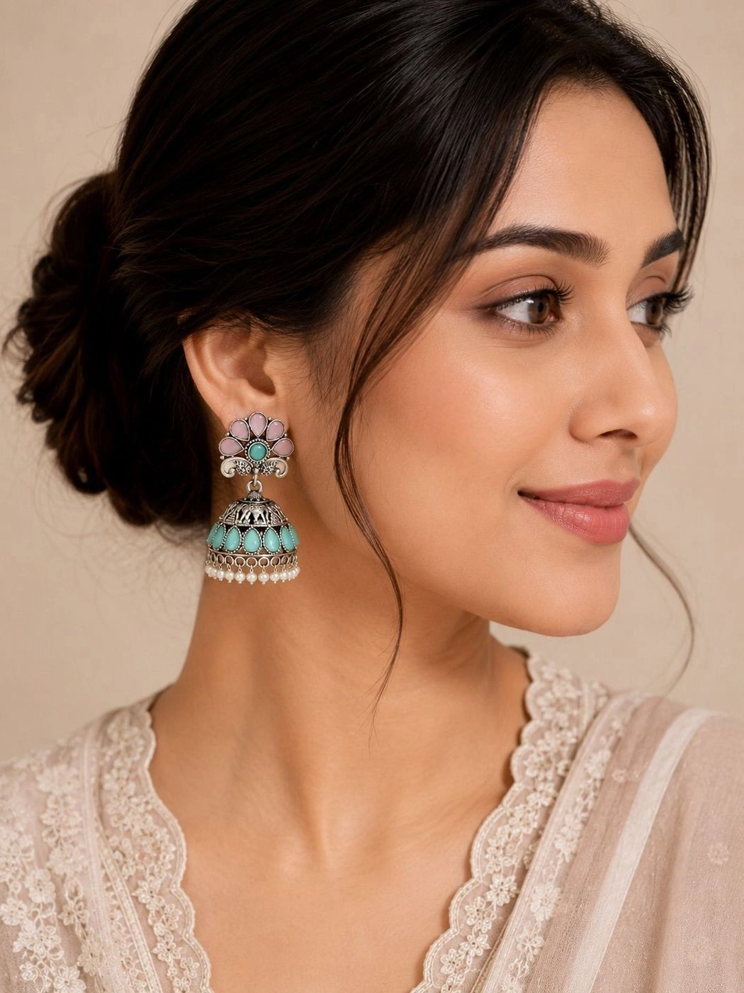Sakura Mint Jhumkas 3