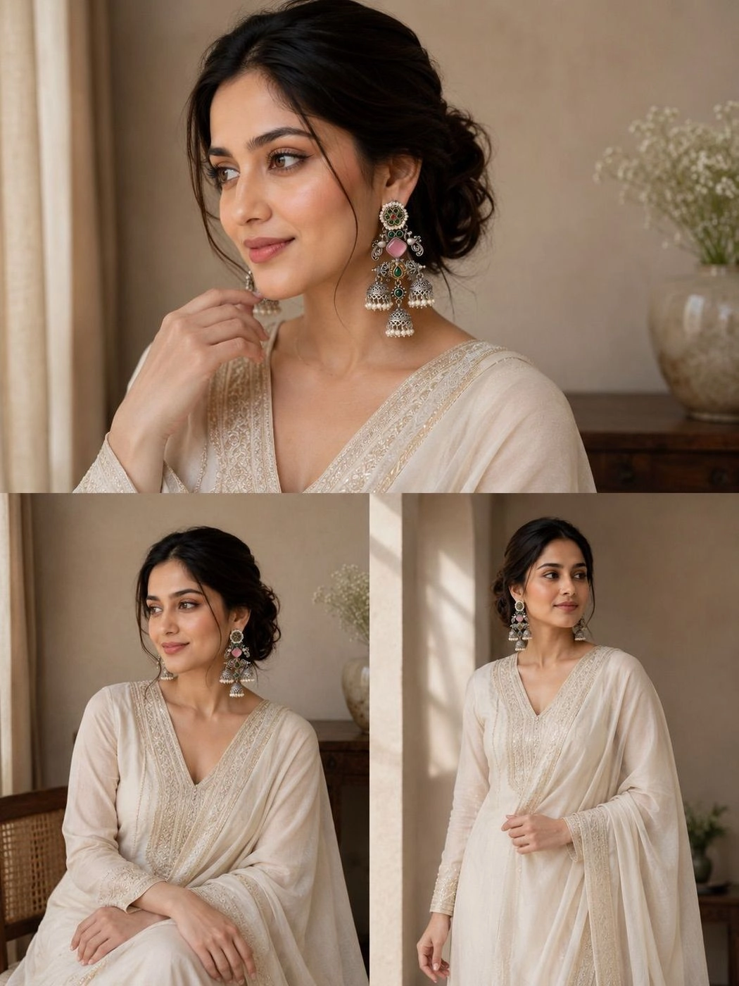 Elegant Oxidized Silver Peacock Jhumka Earrings with Pearl Drops 3