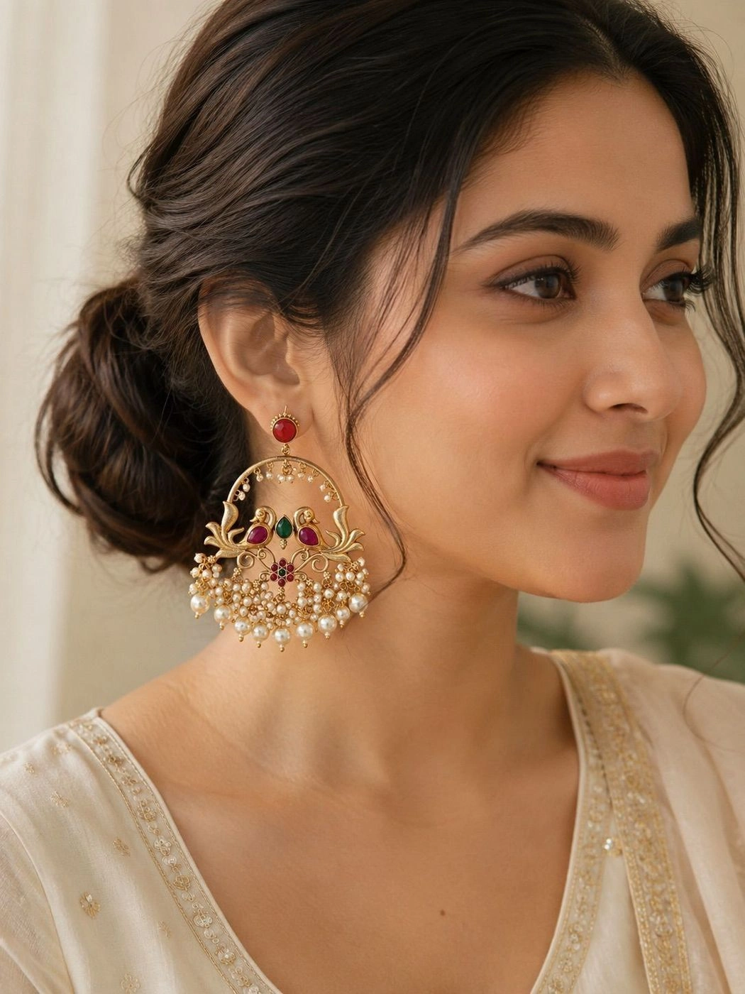 Mayura Pearl Gold Danglers 3