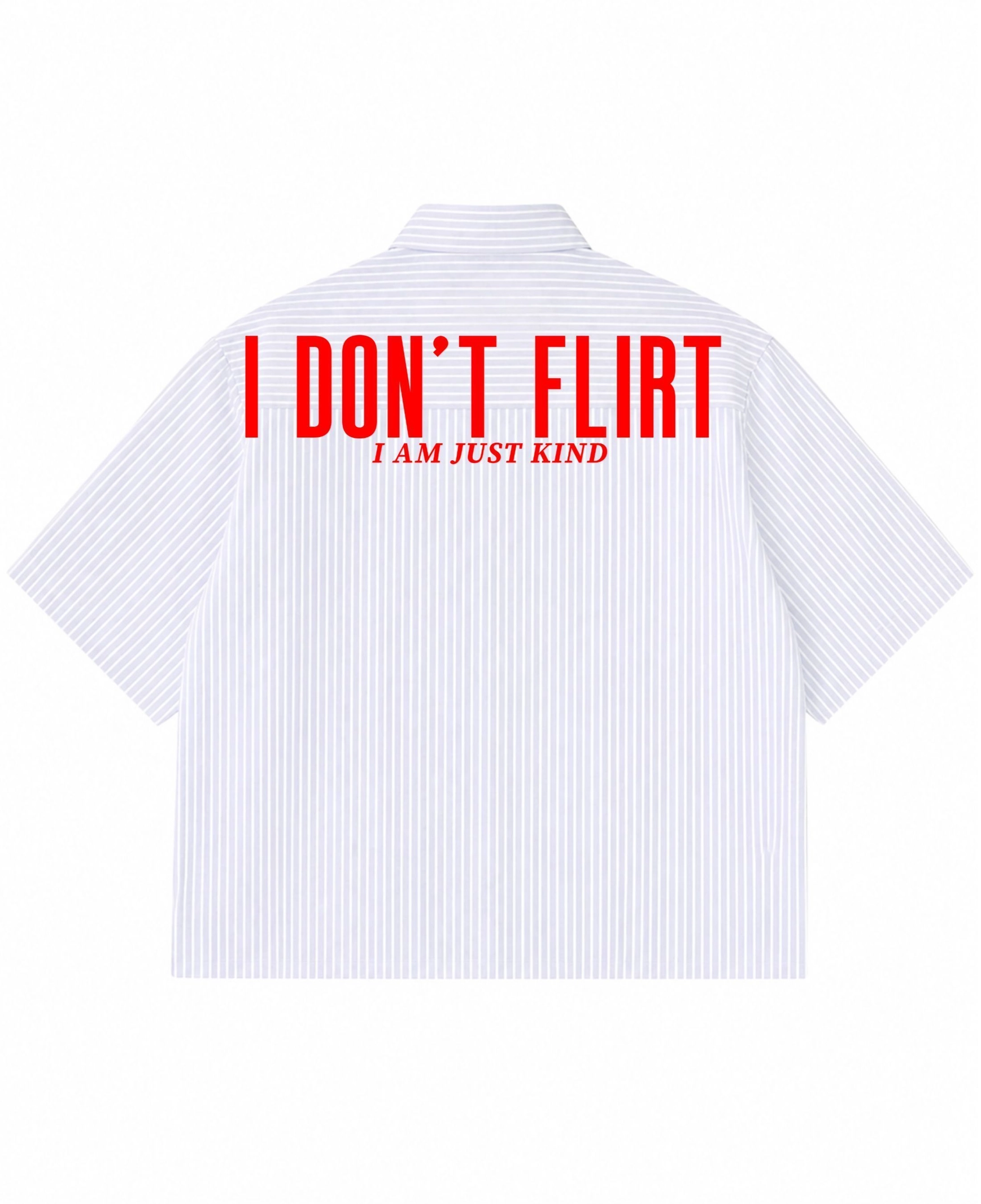 Blue Striped Oxford Boxy Shirt – “I Don’t Flirt”