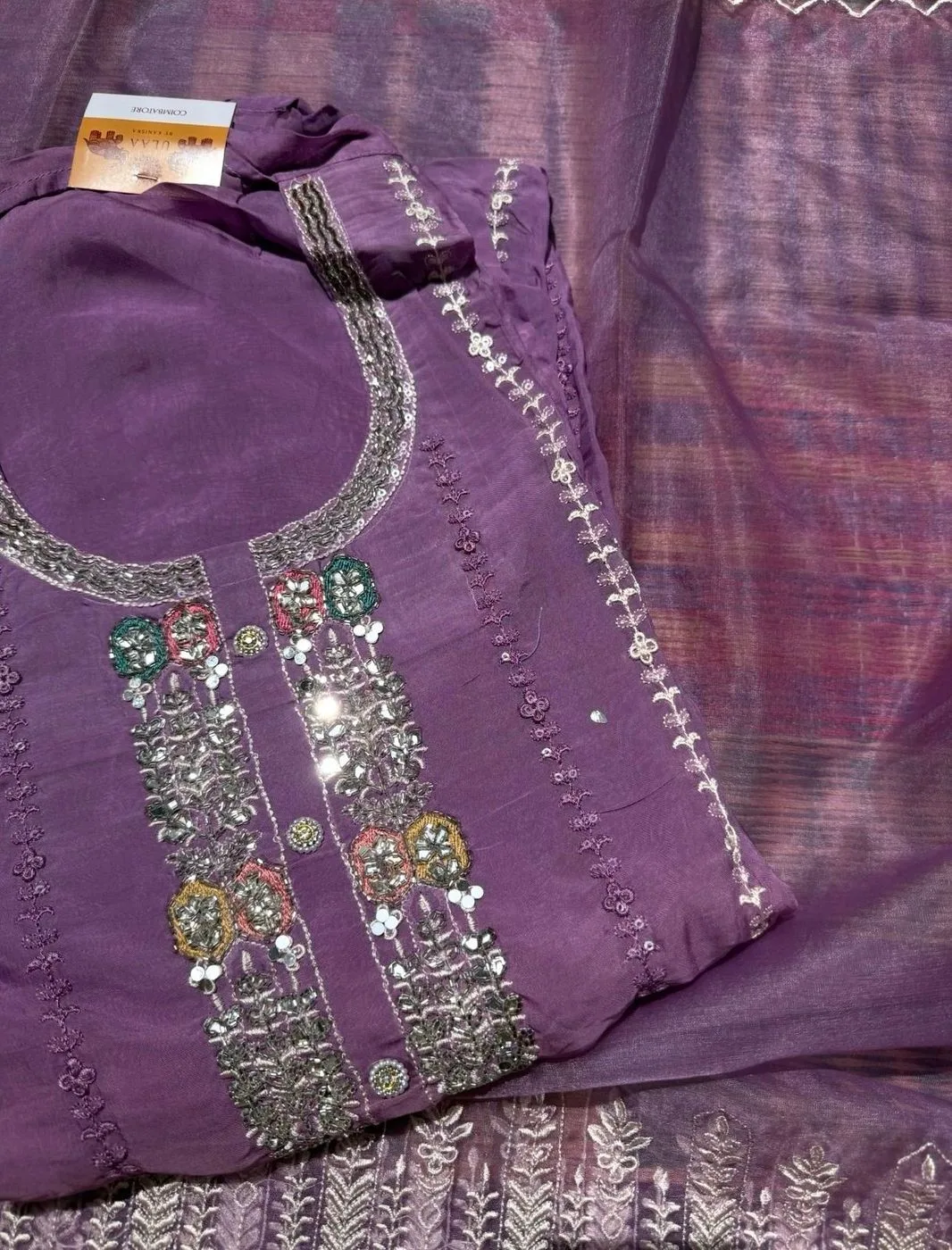 Organza Unstitched suit set