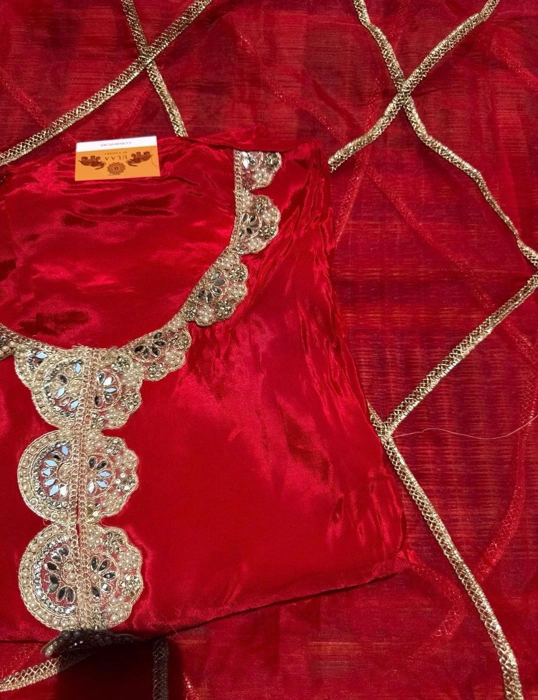 Glass Organza Unstitched suit set