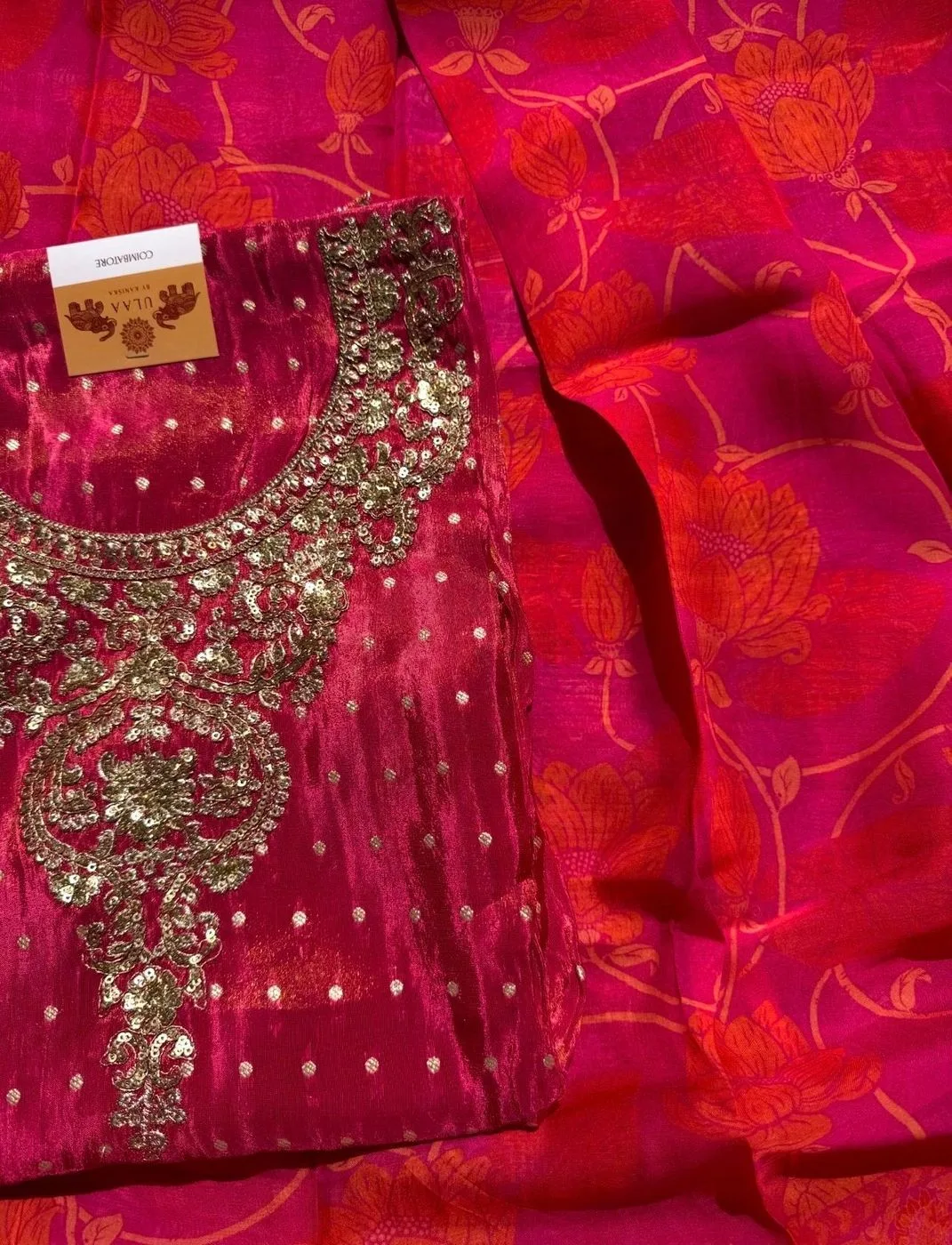 Shimmer silk Unstitched suit set