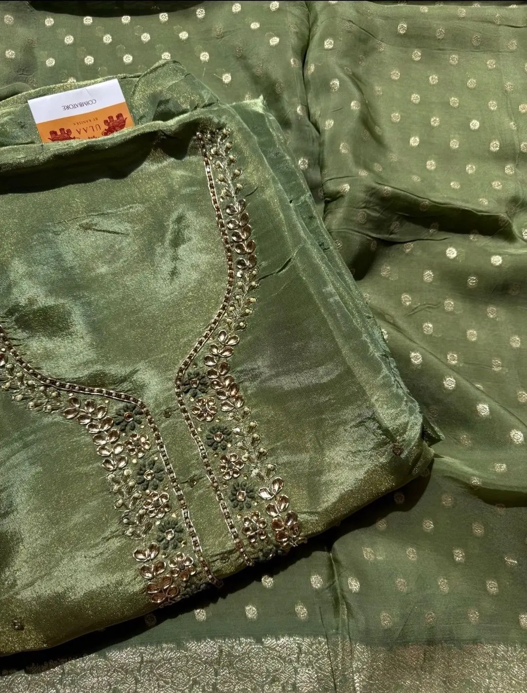 Shimmer silk unstitched suit set