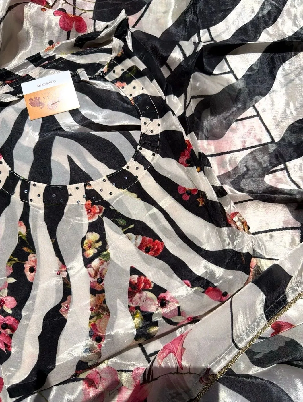 Glass organza unstitched suit set