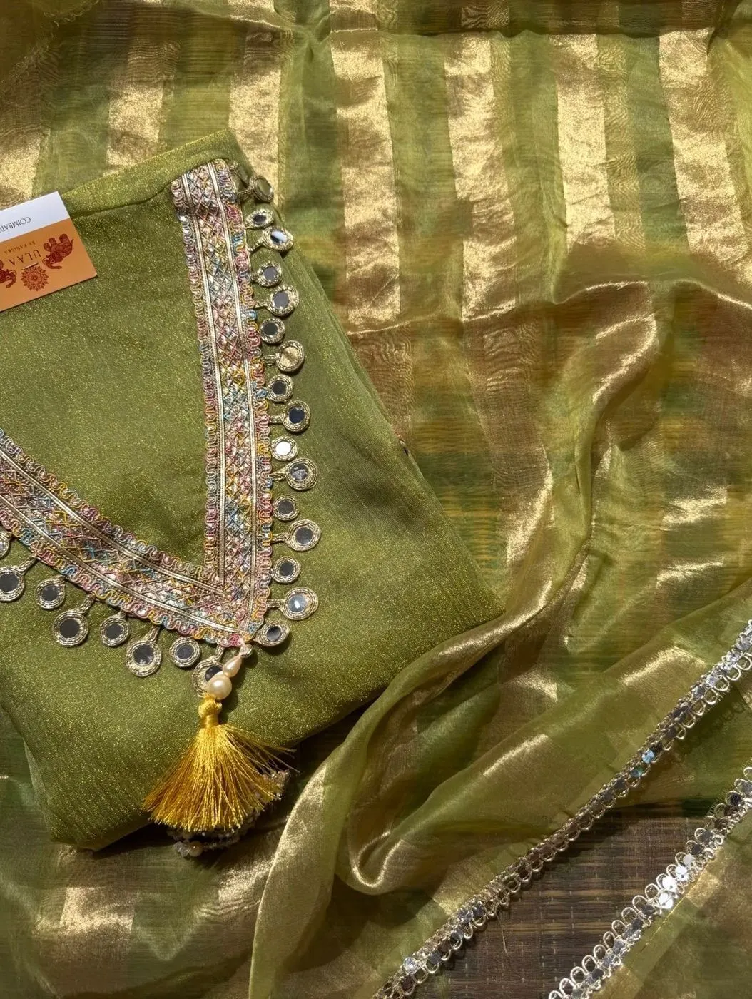 Crushed tissue unstitched suit set