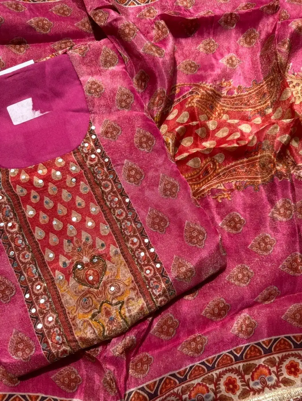 Dola silk unstitched suit set