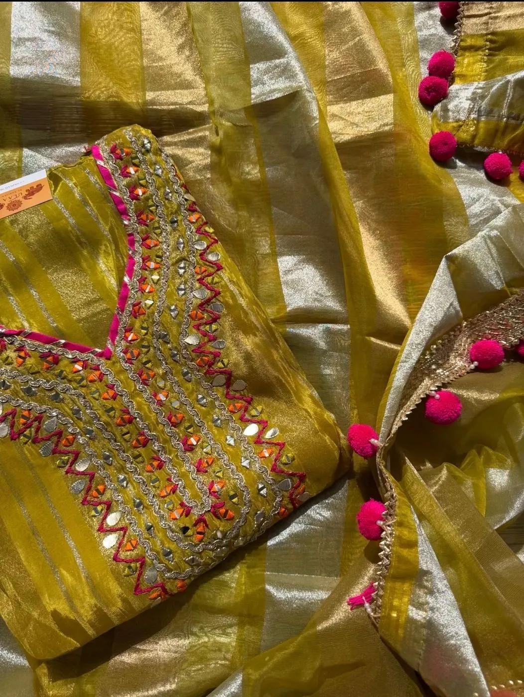 Shimmer silk unstitched suit set