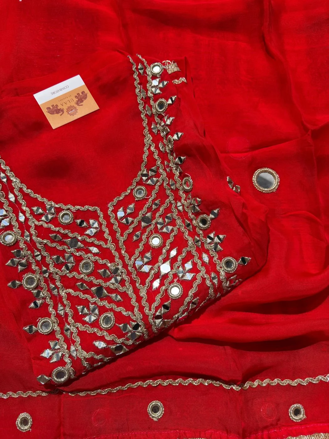 Organza gota unstitched suit set