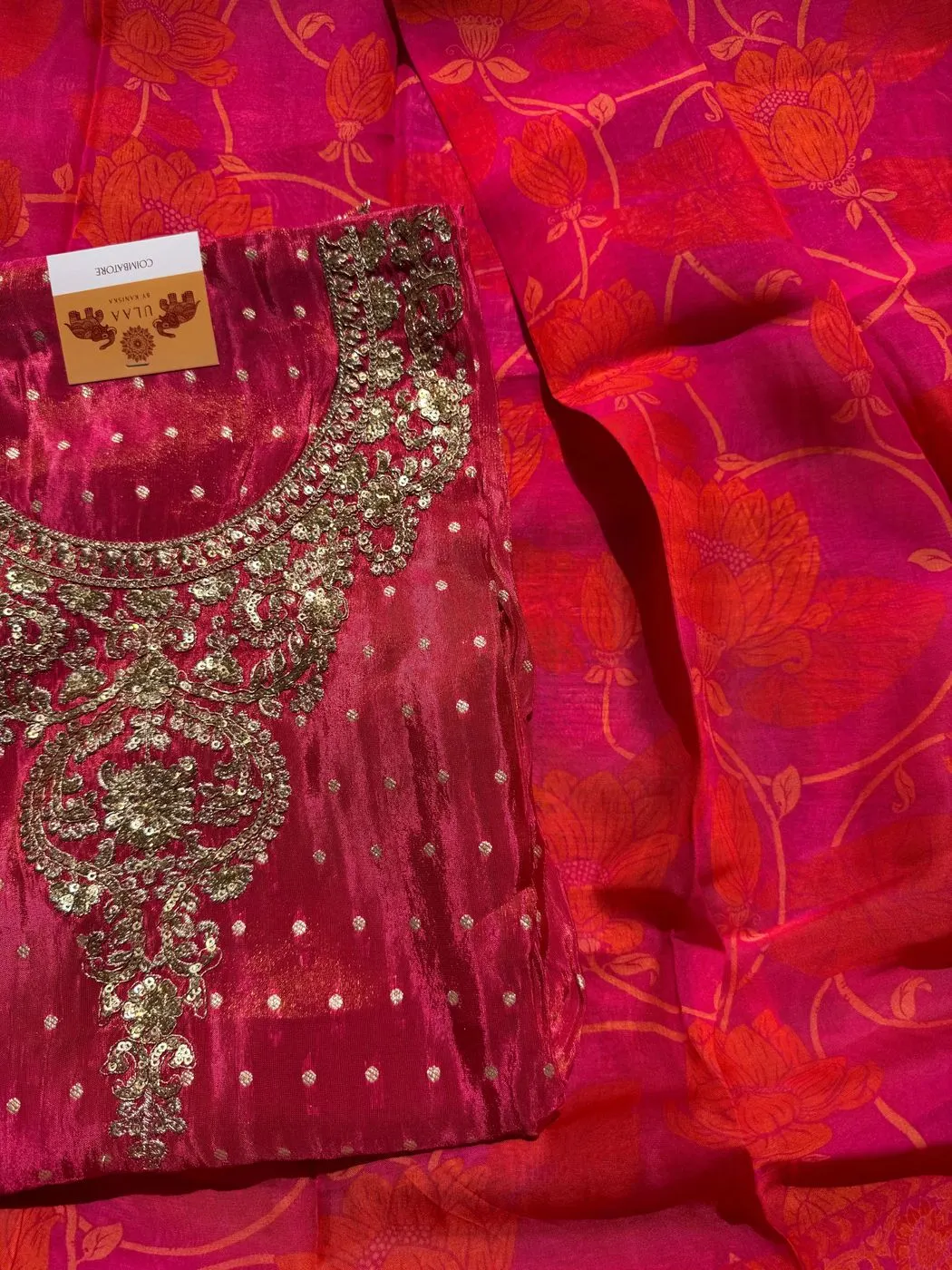 Shimmer silk unstitched suit