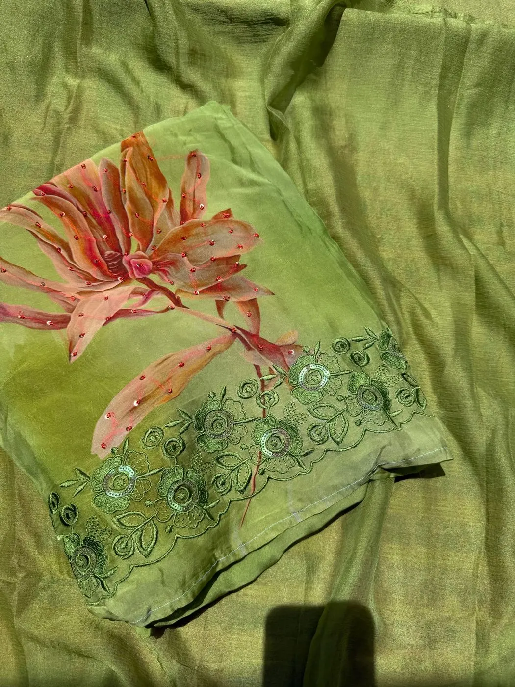 Organza unstitched suit set 1