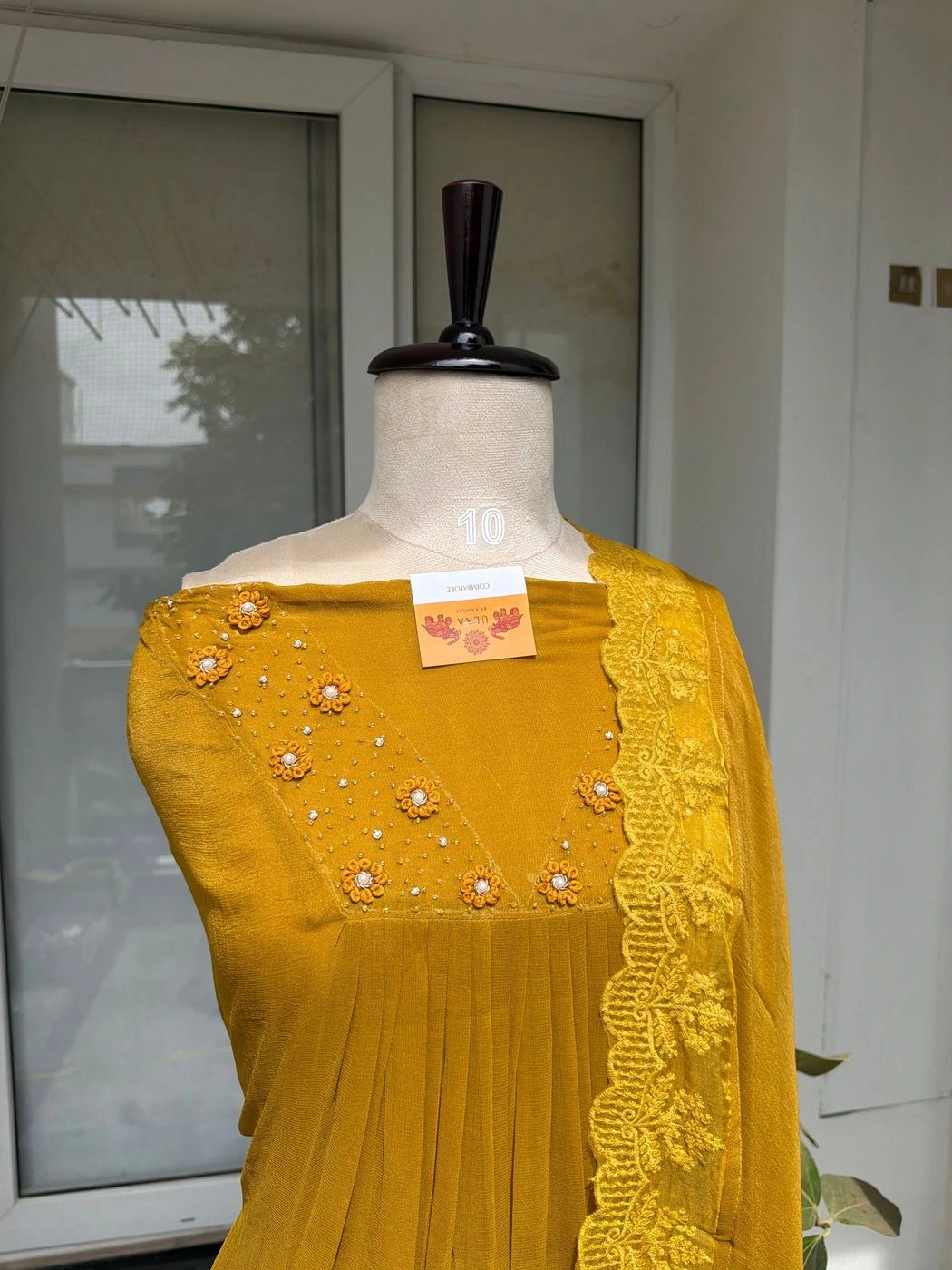 Shiffon pleated hand embroidered unstitched suit set 3