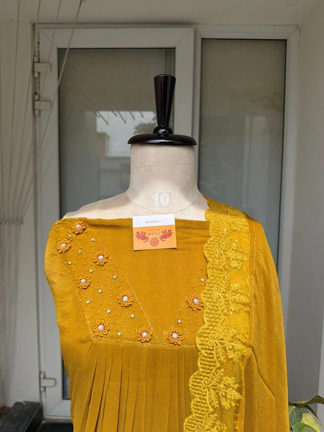 Shiffon pleated hand embroidered unstitched suit set 4