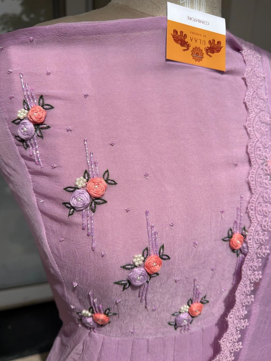 Shiffon pleated hand embroidered unstitched suit set 3