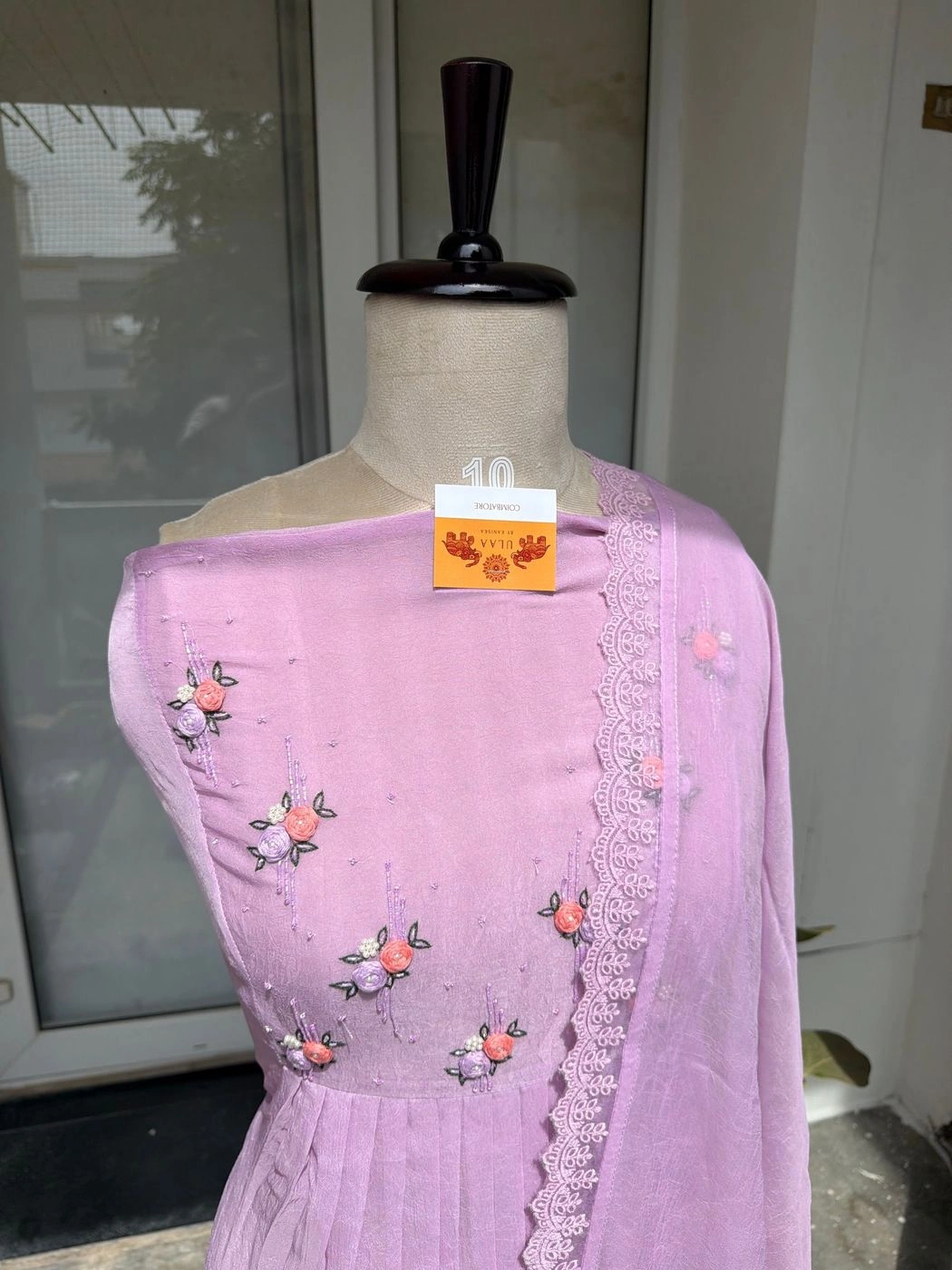 Shiffon pleated hand embroidered unstitched suit set 4