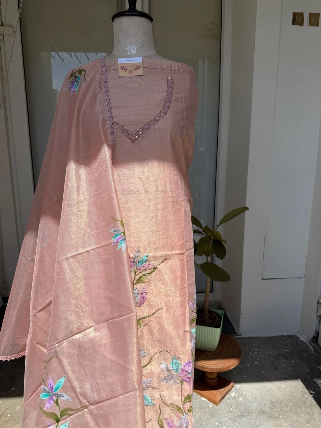 Tissue hand painted unstitched suit set 2