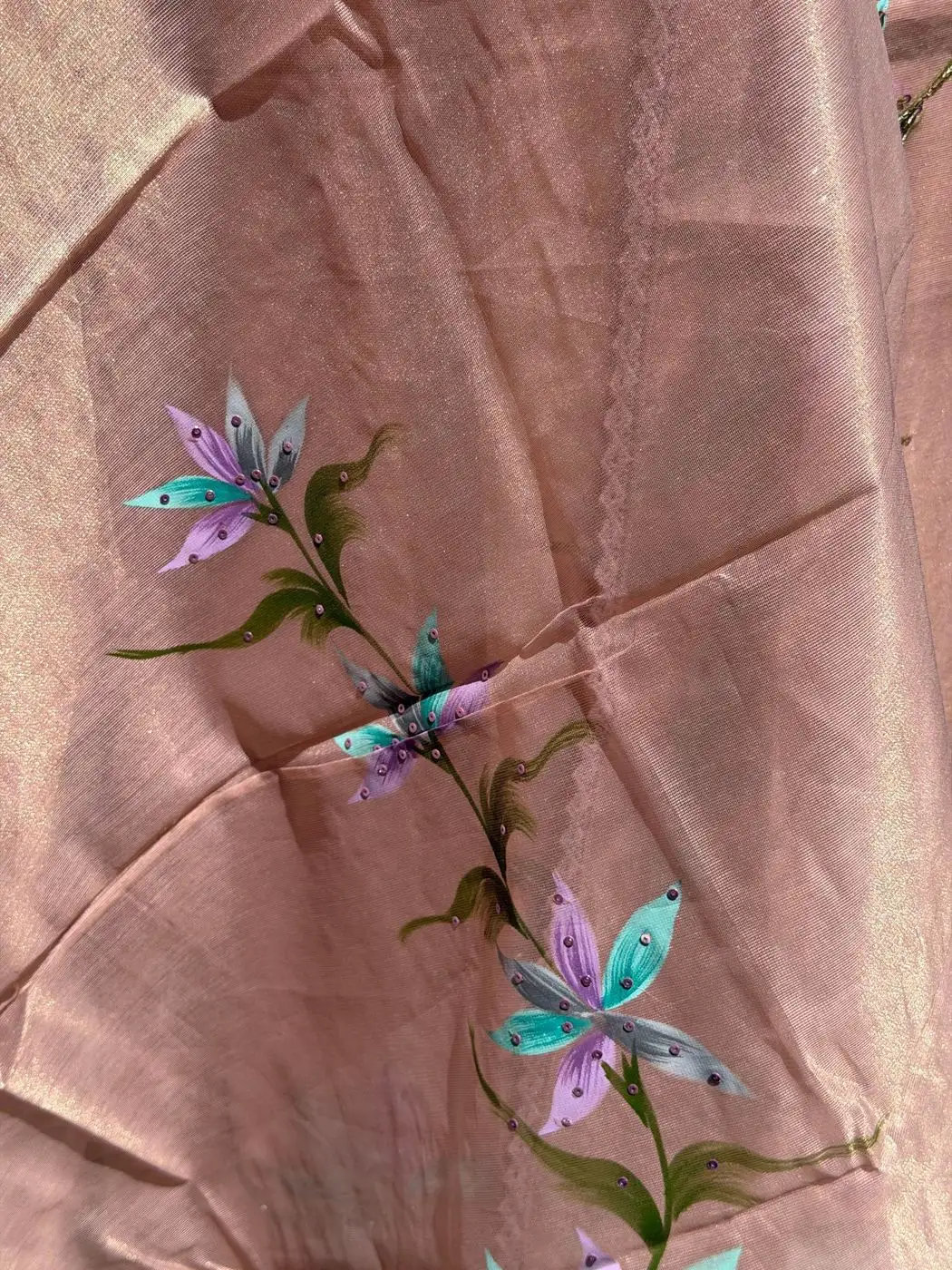 Tissue hand painted unstitched suit set 4