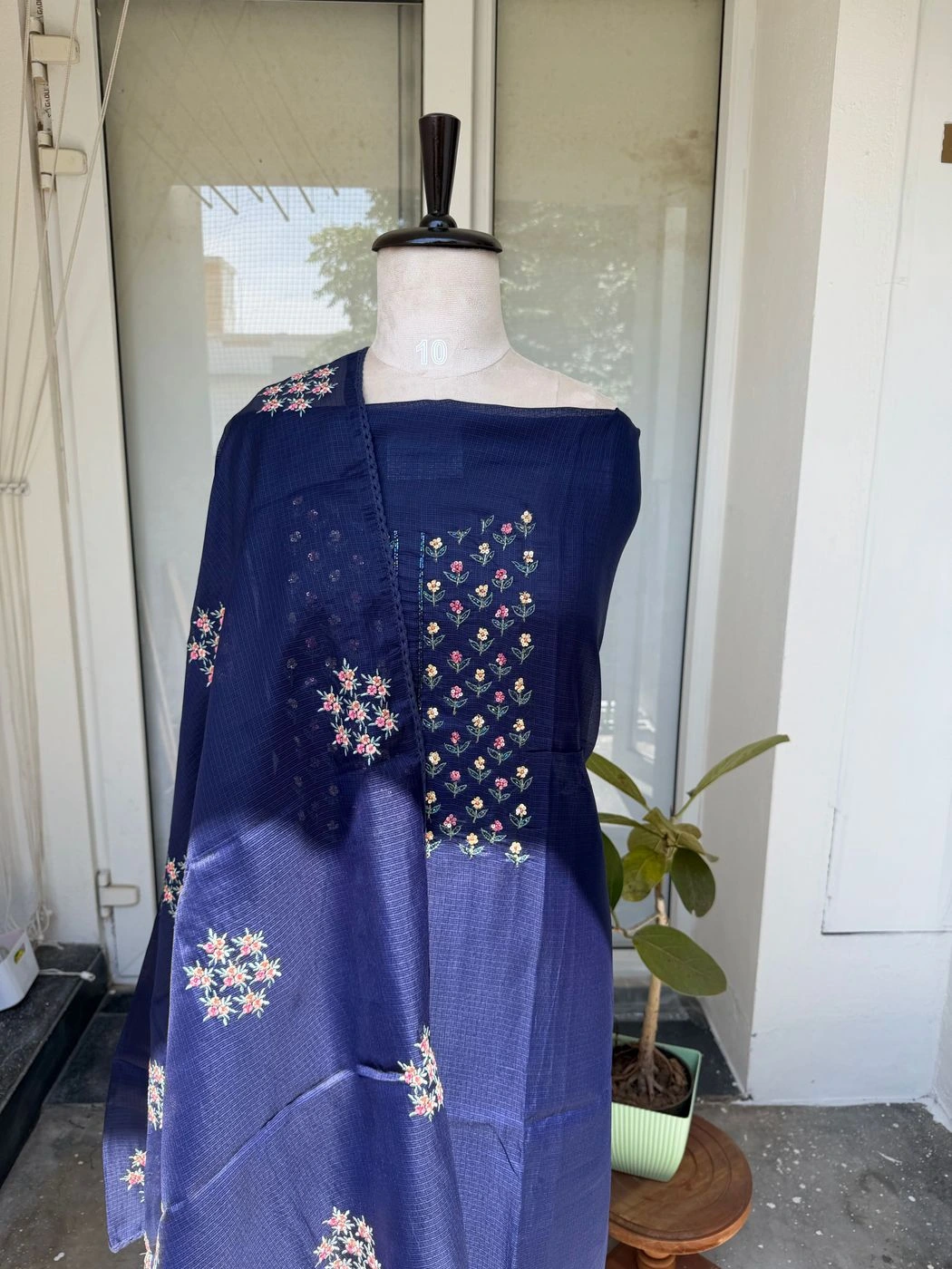 Kota hand embroidered unstitched suit set 1