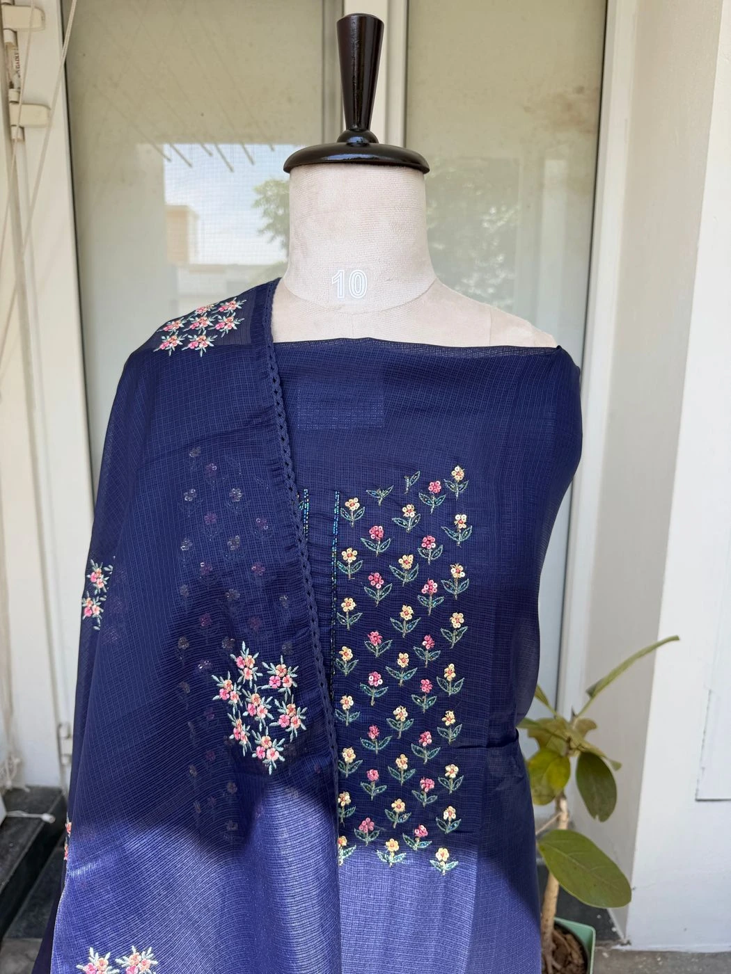Kota hand embroidered unstitched suit set 2