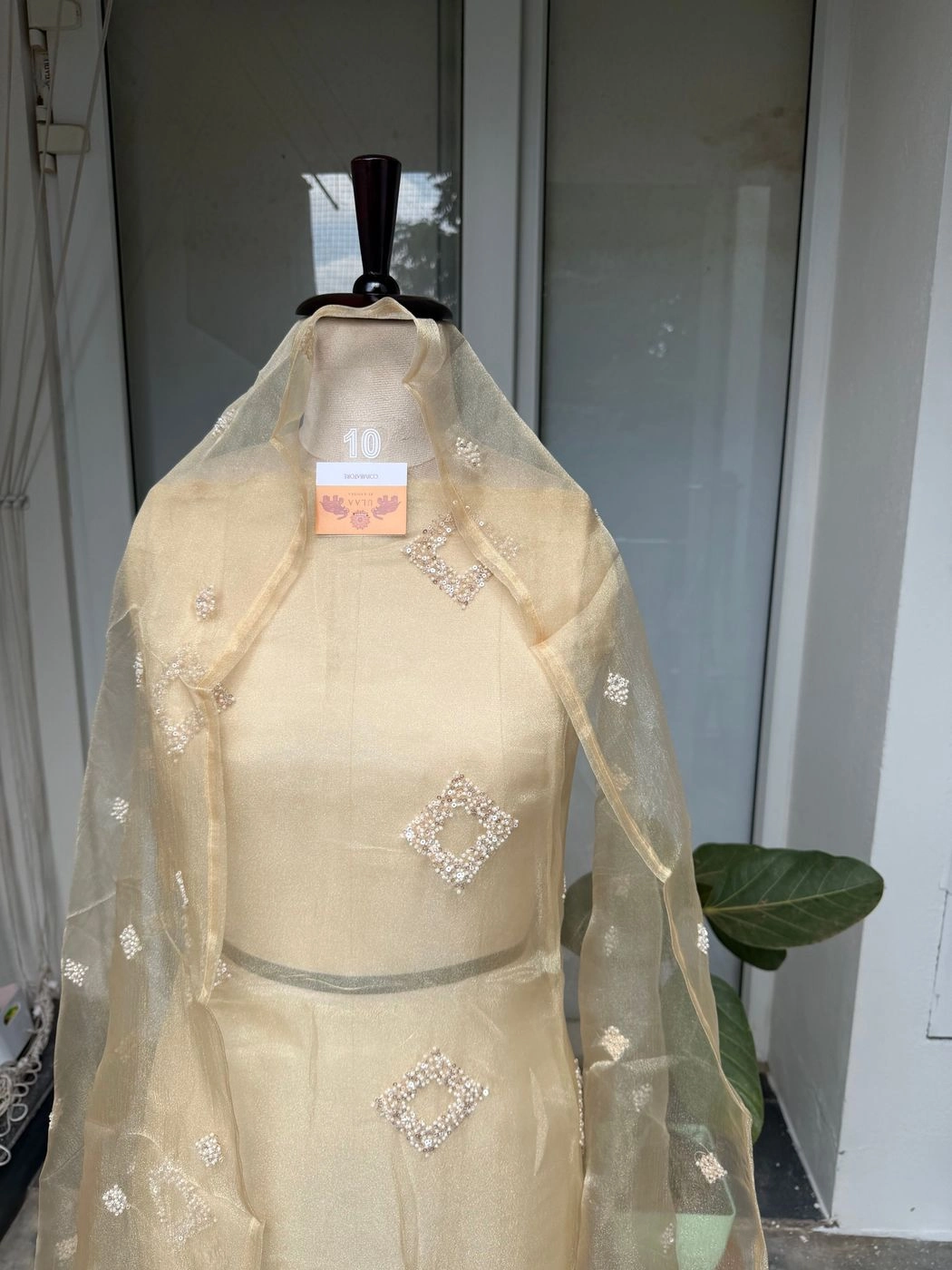 Organza unstitched suit set 1