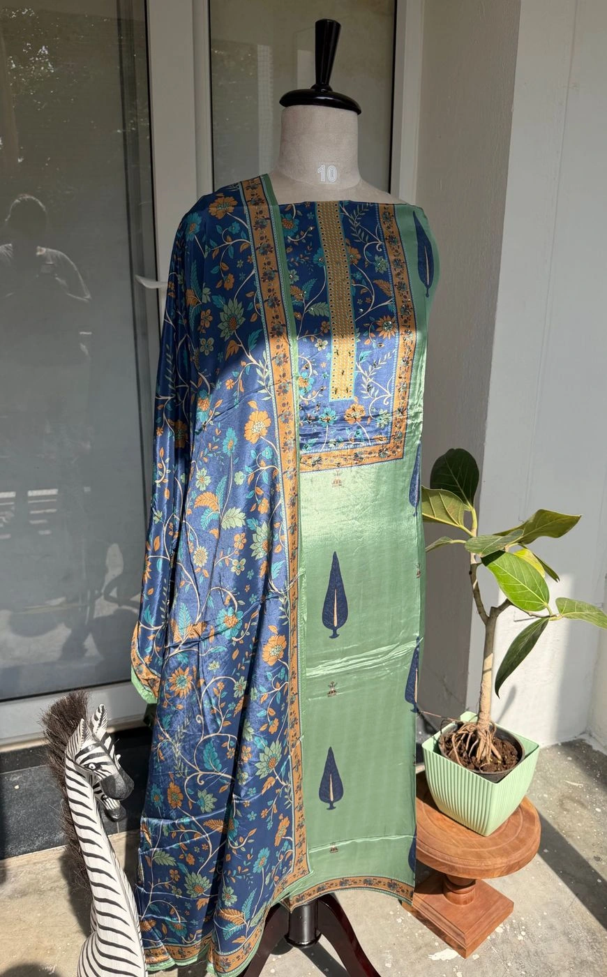 Crape unstitched suit set 1