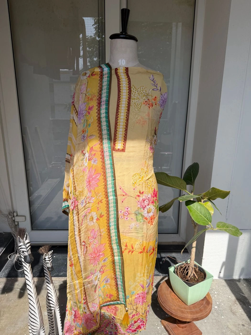 Organza unstitched suit set 1