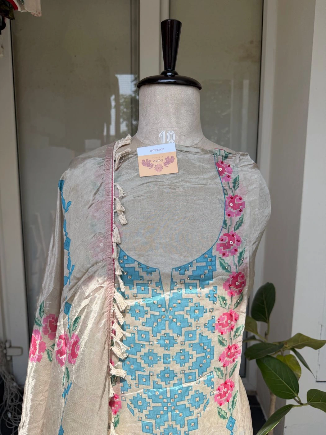 Glass organza unstitched suit set 3