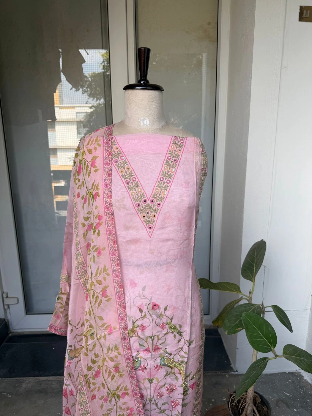 Organza unstitched suit set 1