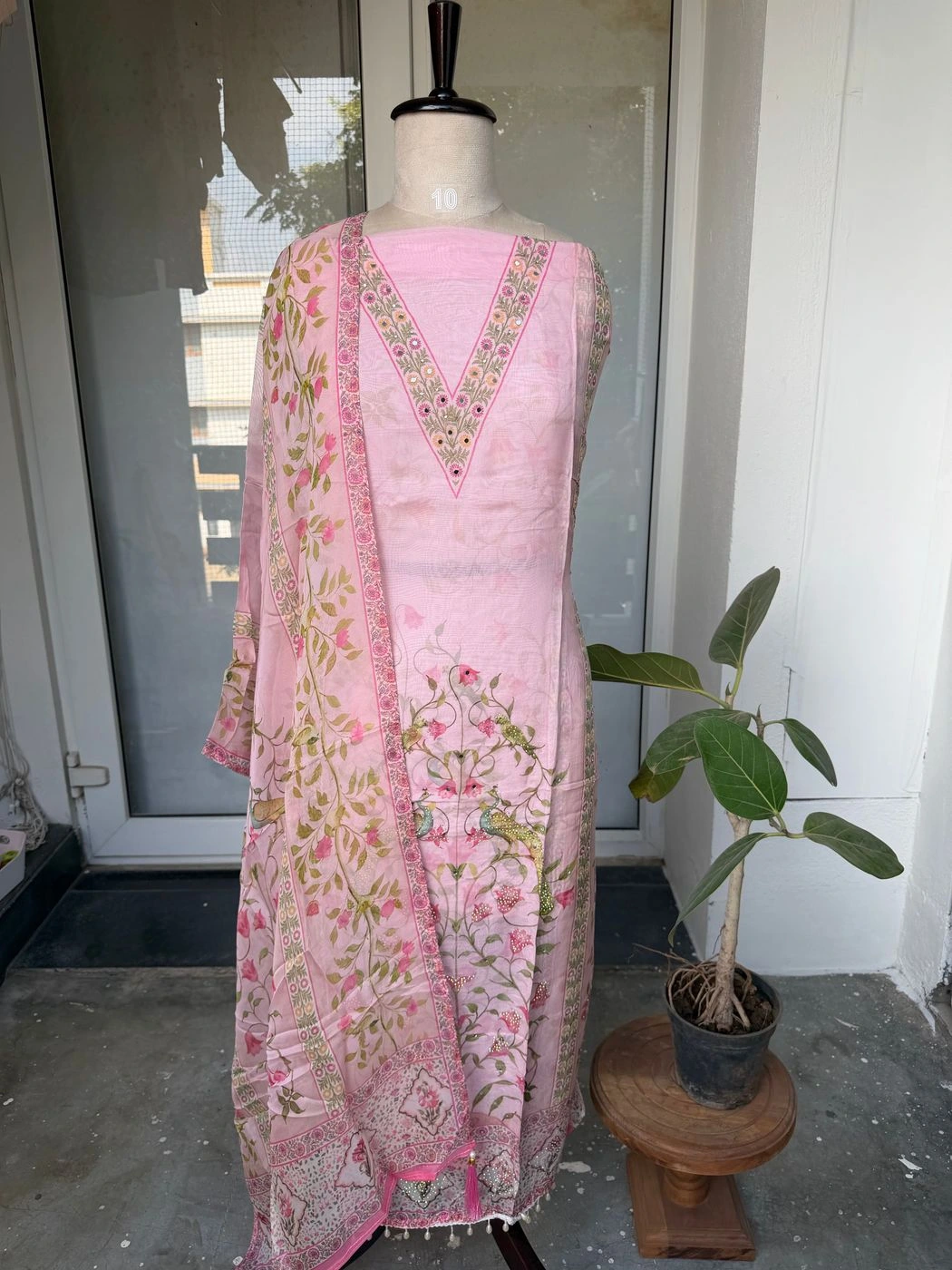 Organza unstitched suit set 3