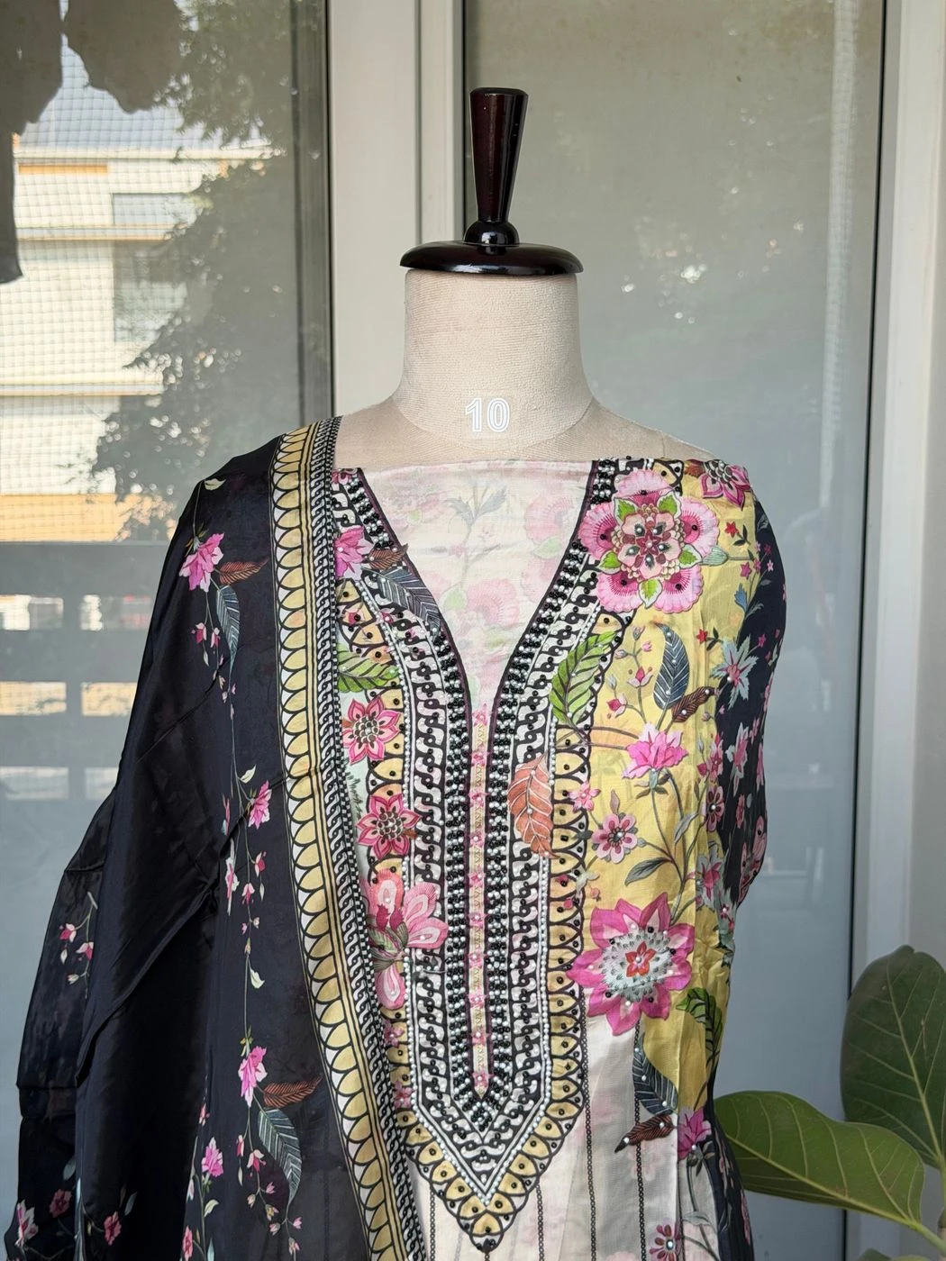 Glass organza pakisthani printed unstitched suit set 2