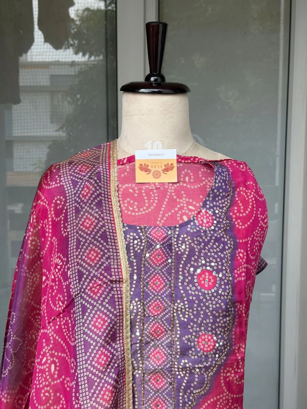 Shimmer silk semi stitched suit 2