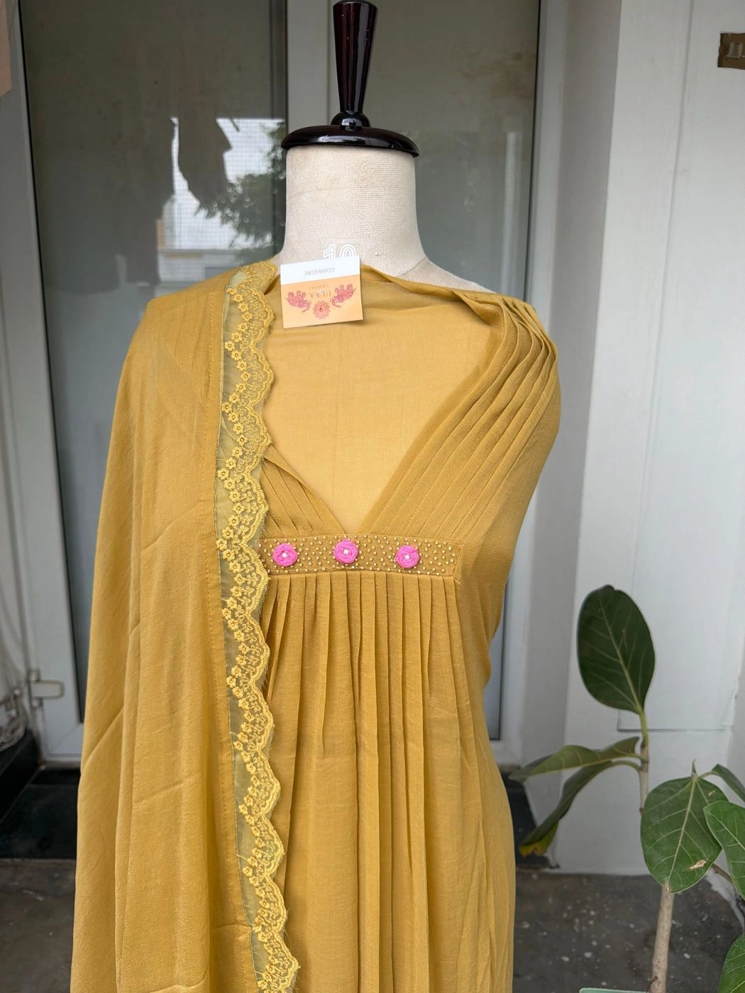 Shiffon pleated unstitched suit 1