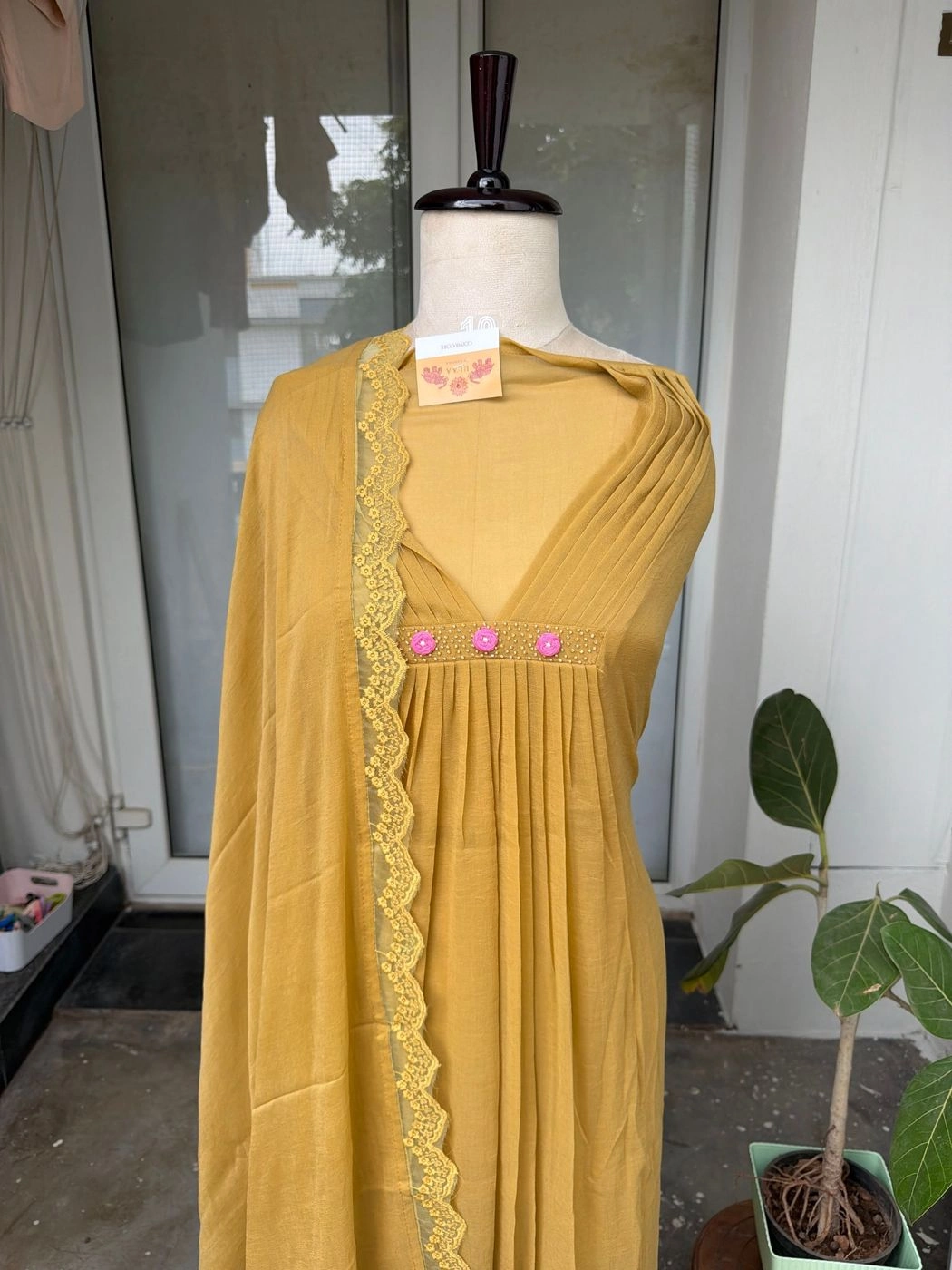 Shiffon pleated unstitched suit 2