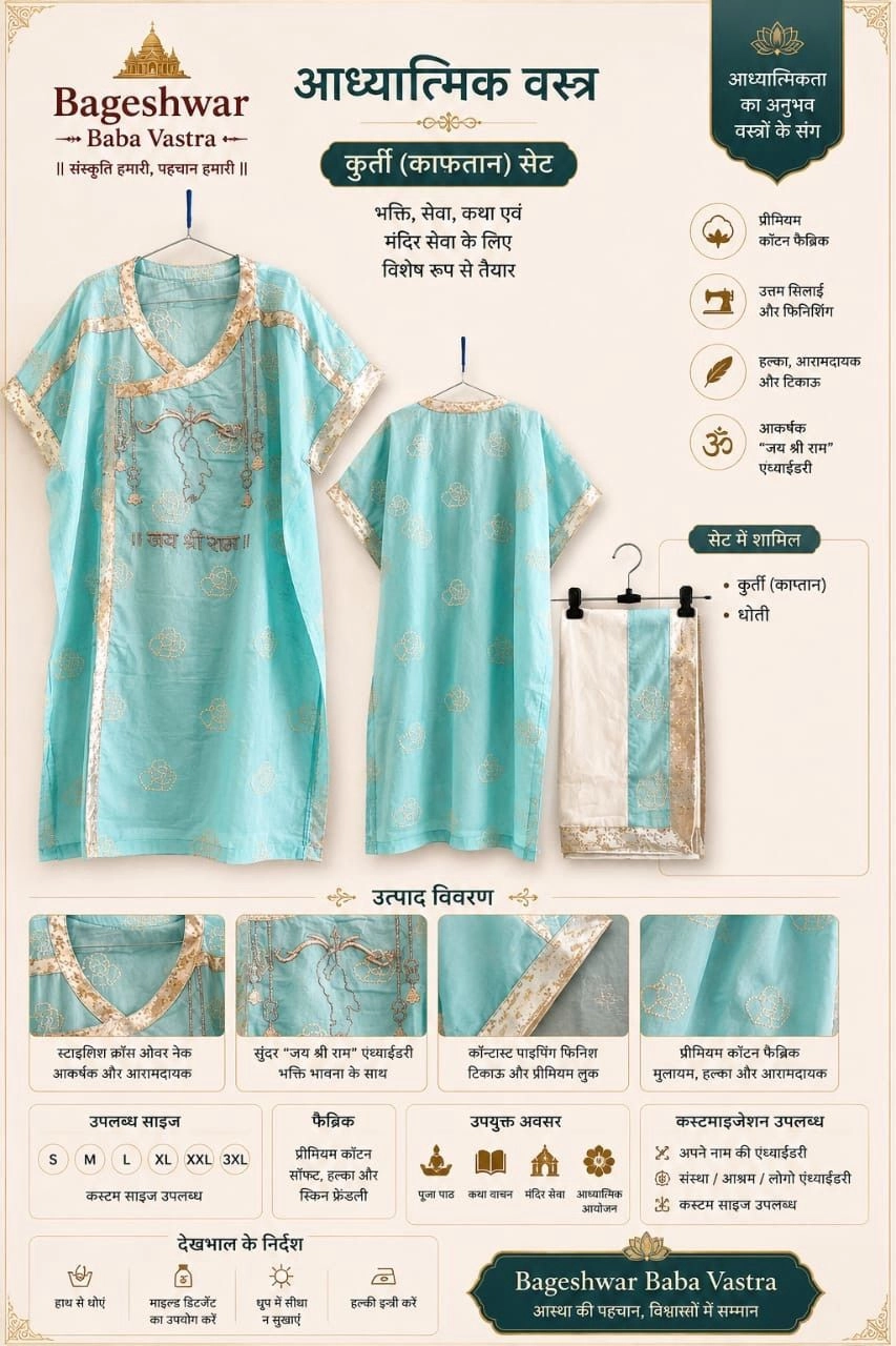 Sky blue kaftan with silver emb + Dhoti