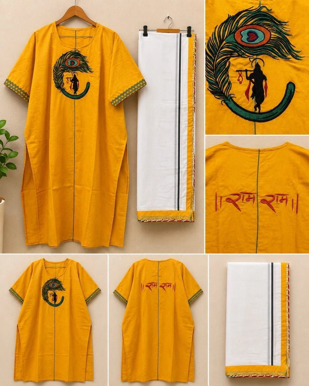 Kaftan with Krishan ji and morpankh on front