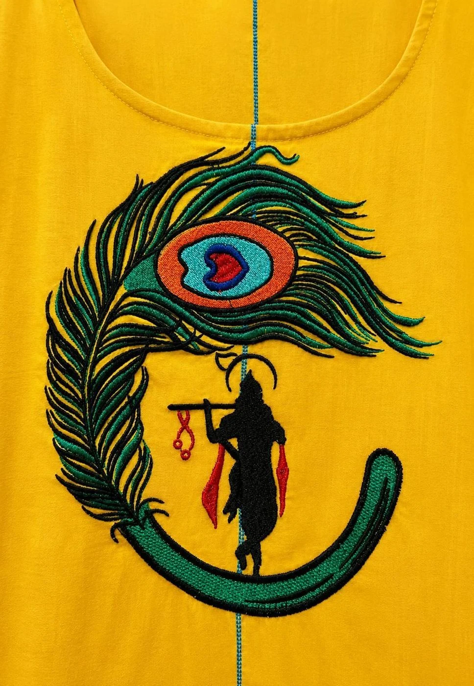 Kaftan with Krishan ji and morpankh on front