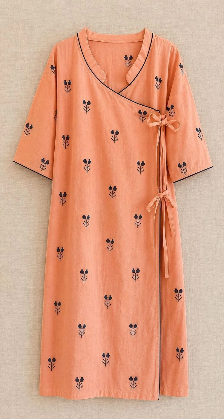 Peach angrakha kurta