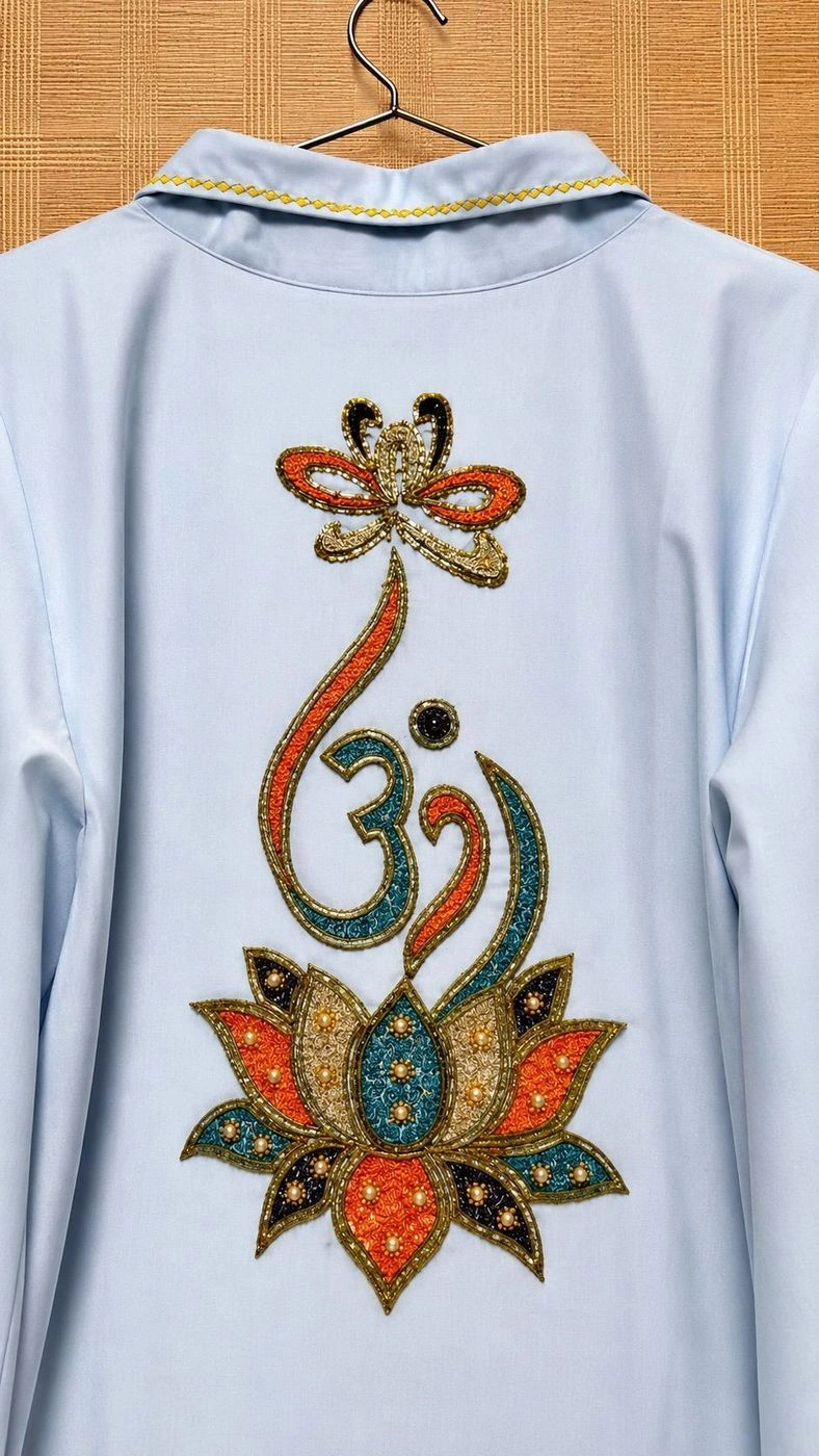 Light blue kaftan with hand embroidery 6