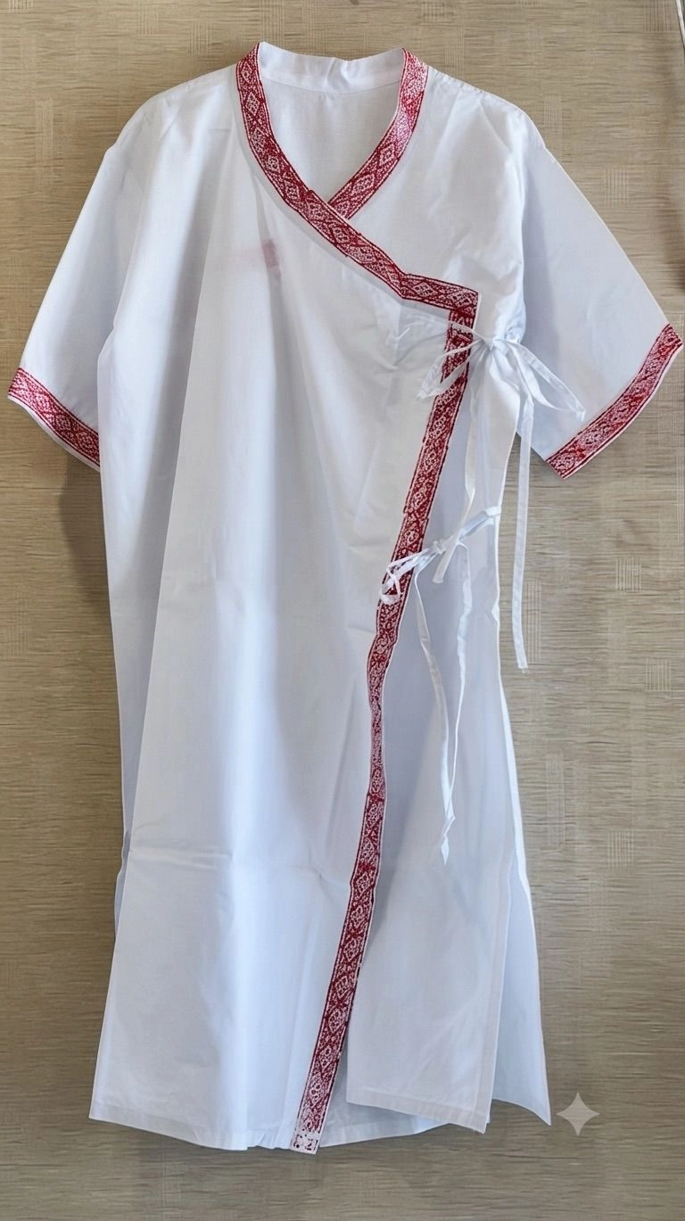 White Angrakha with block print