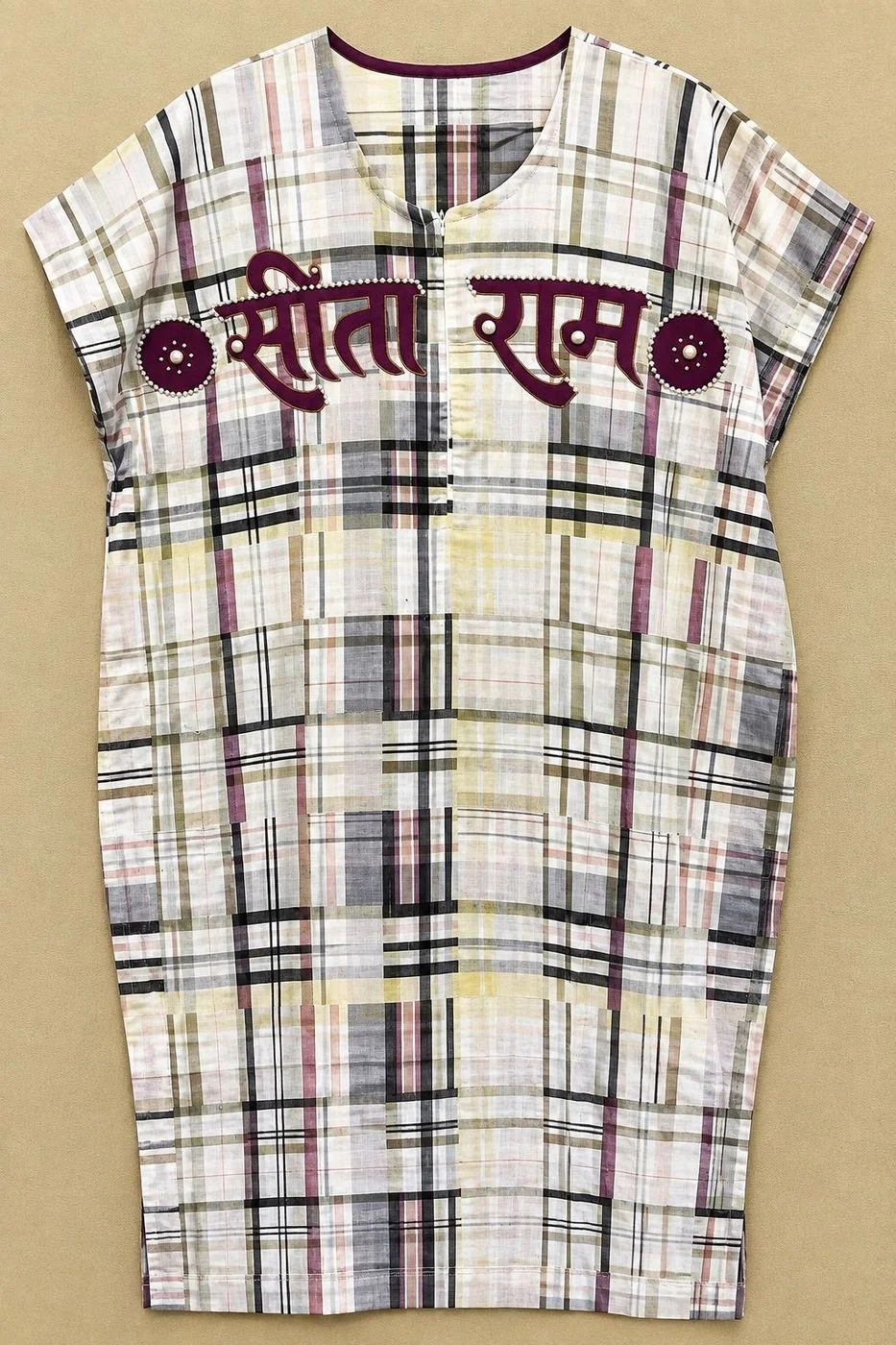 Checkered pattern Cotton kaftan 1