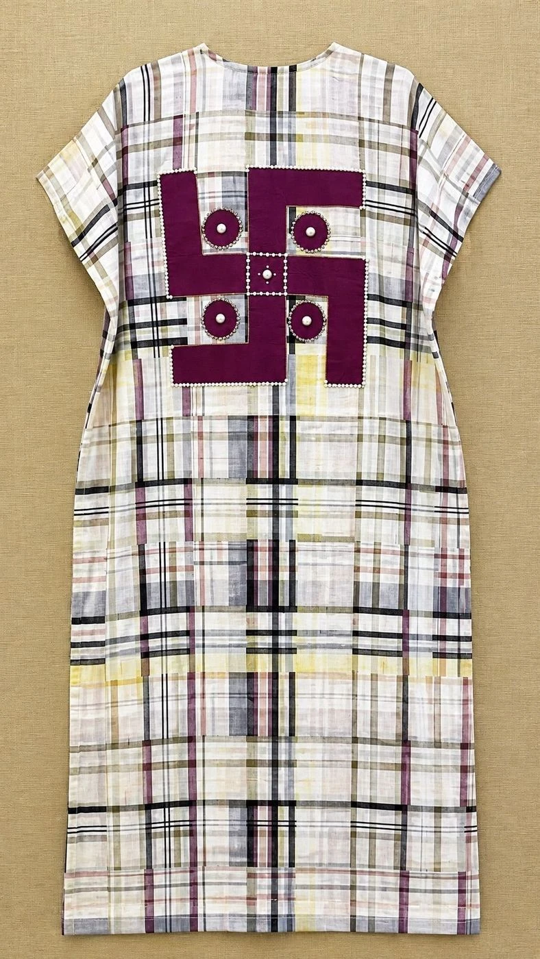 Checkered pattern Cotton kaftan 2
