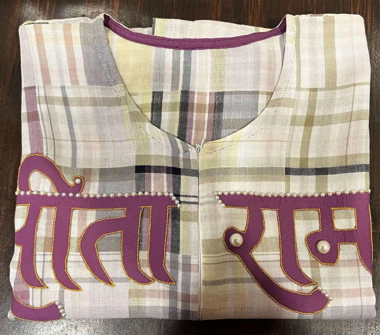 Checkered pattern Cotton kaftan 3