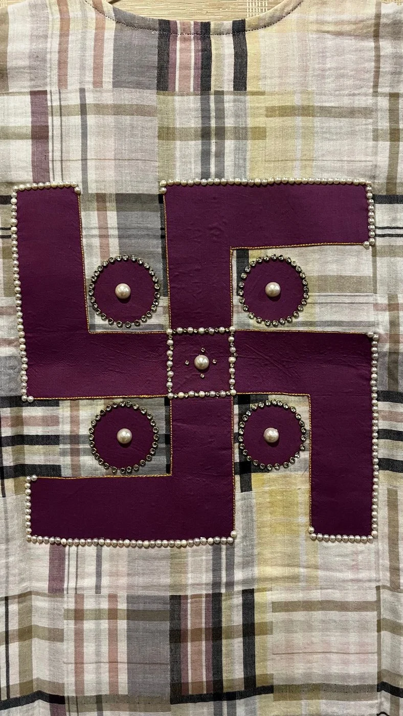 Checkered pattern Cotton kaftan 4