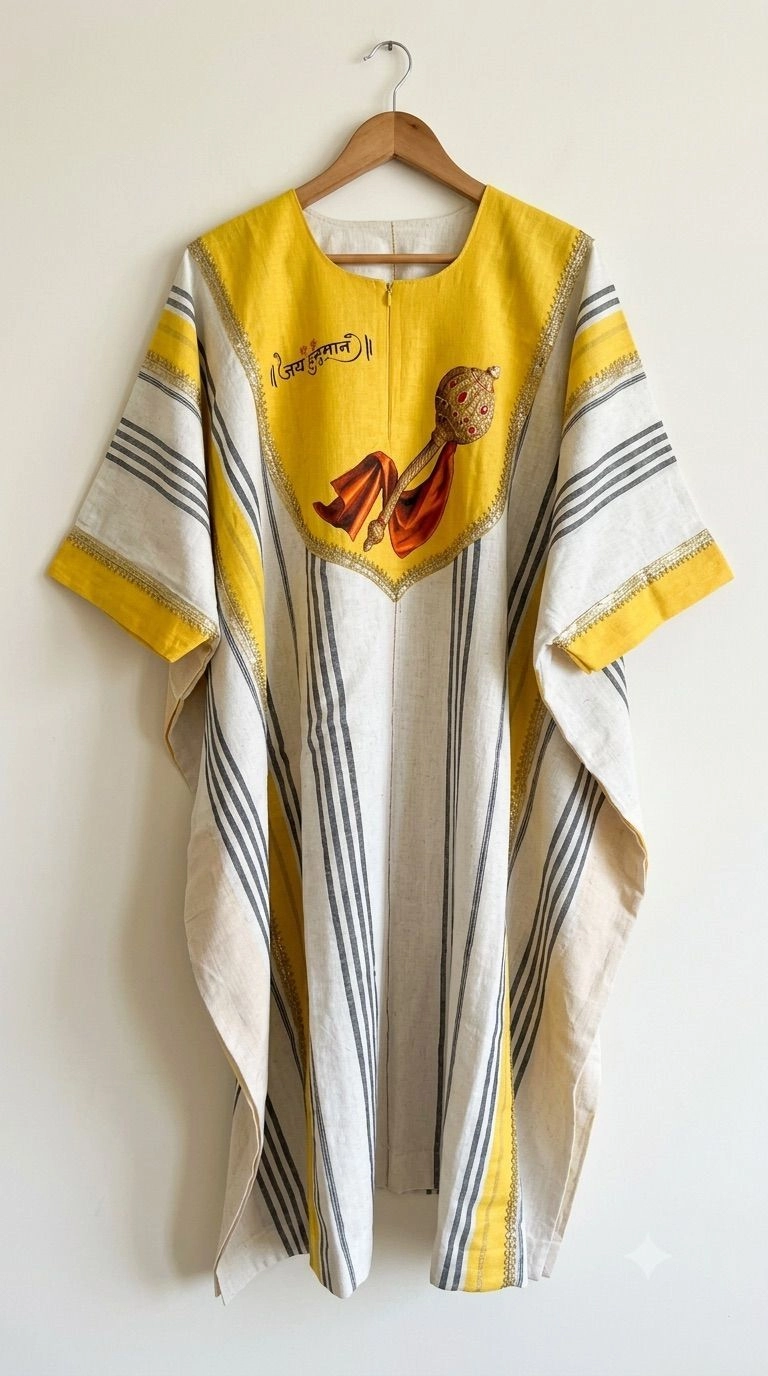 White yellow kaftan with Gada on front with dhoti 2