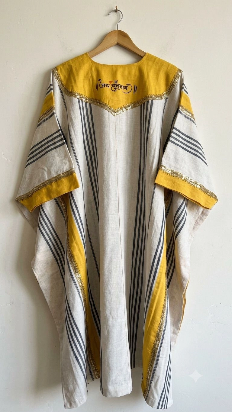 White yellow kaftan with Gada on front with dhoti 3