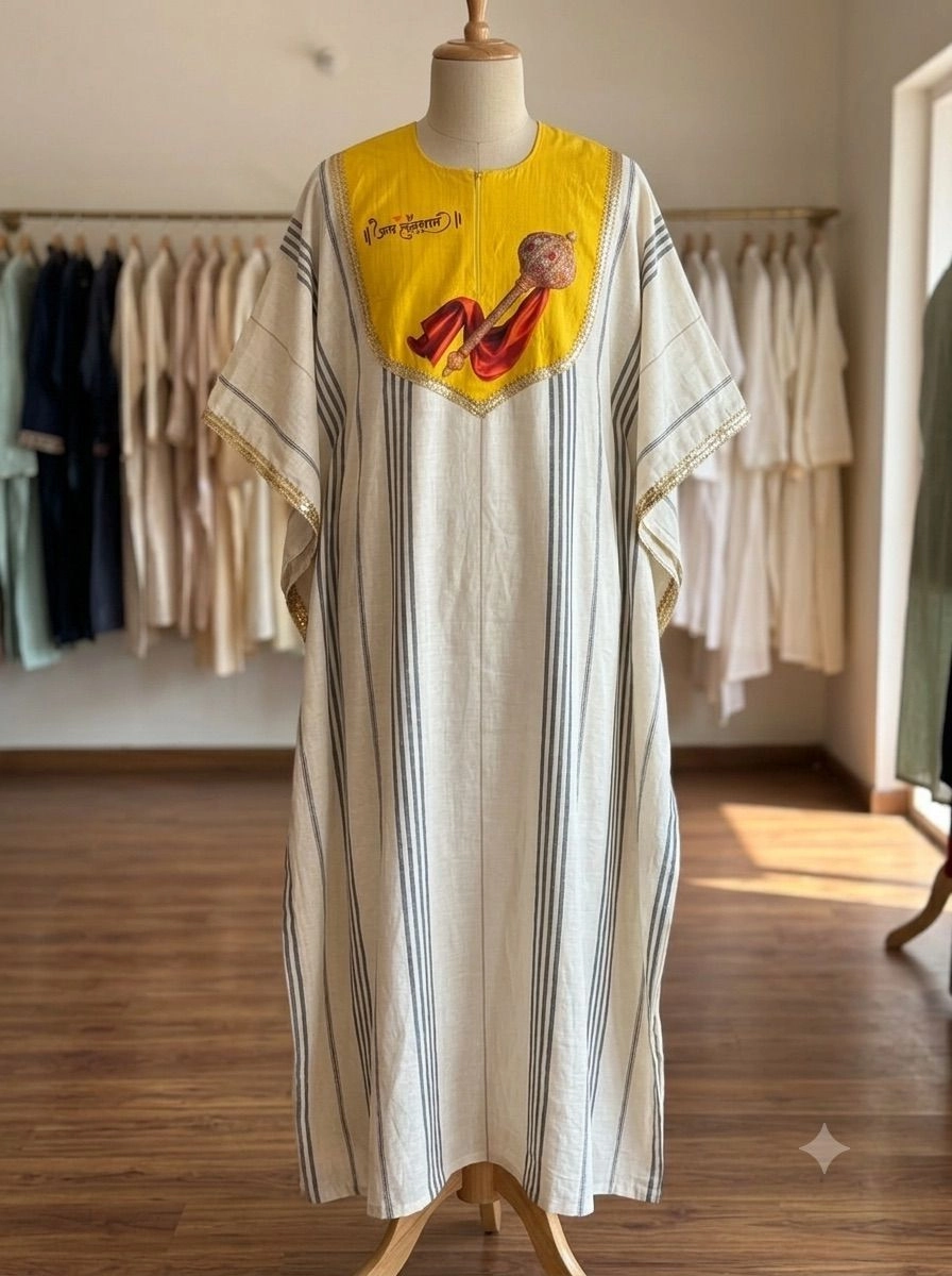 White yellow kaftan with Gada on front with dhoti 1
