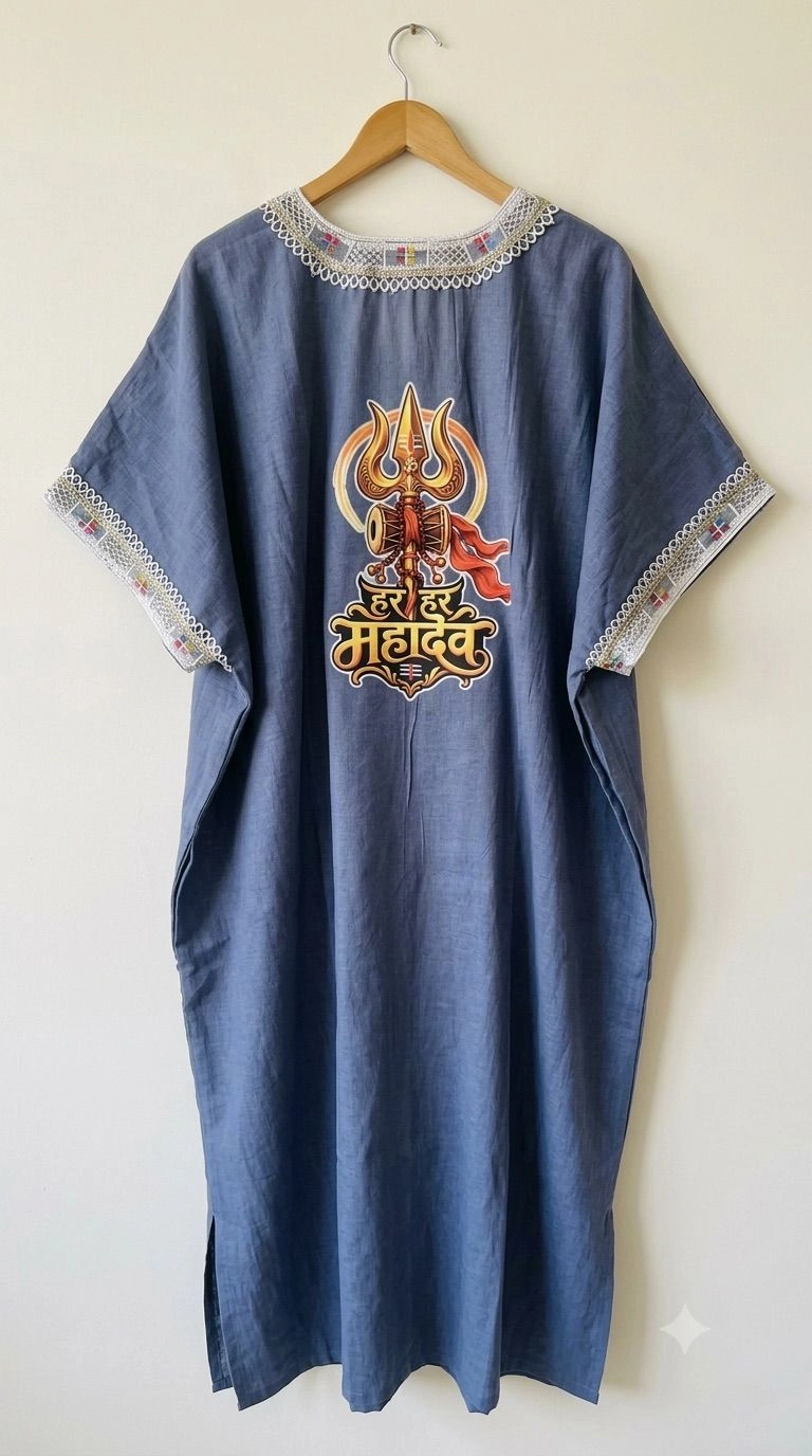 Grey pure Lenin kaftan with dhoti 2
