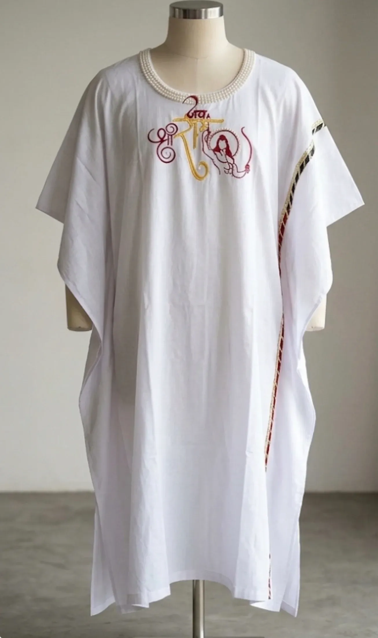 Light pink kaftan with Ram emb + Dhoti 1