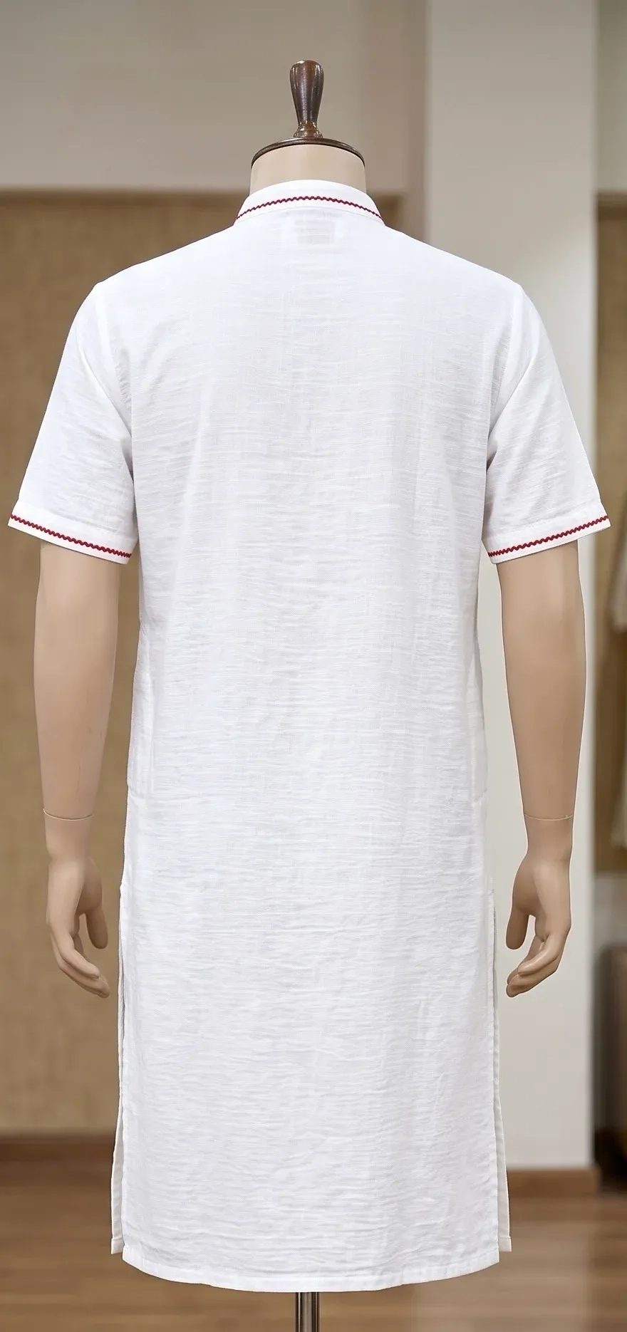 Pure Lenin White kurta embroidery with Balaji face and dhoti