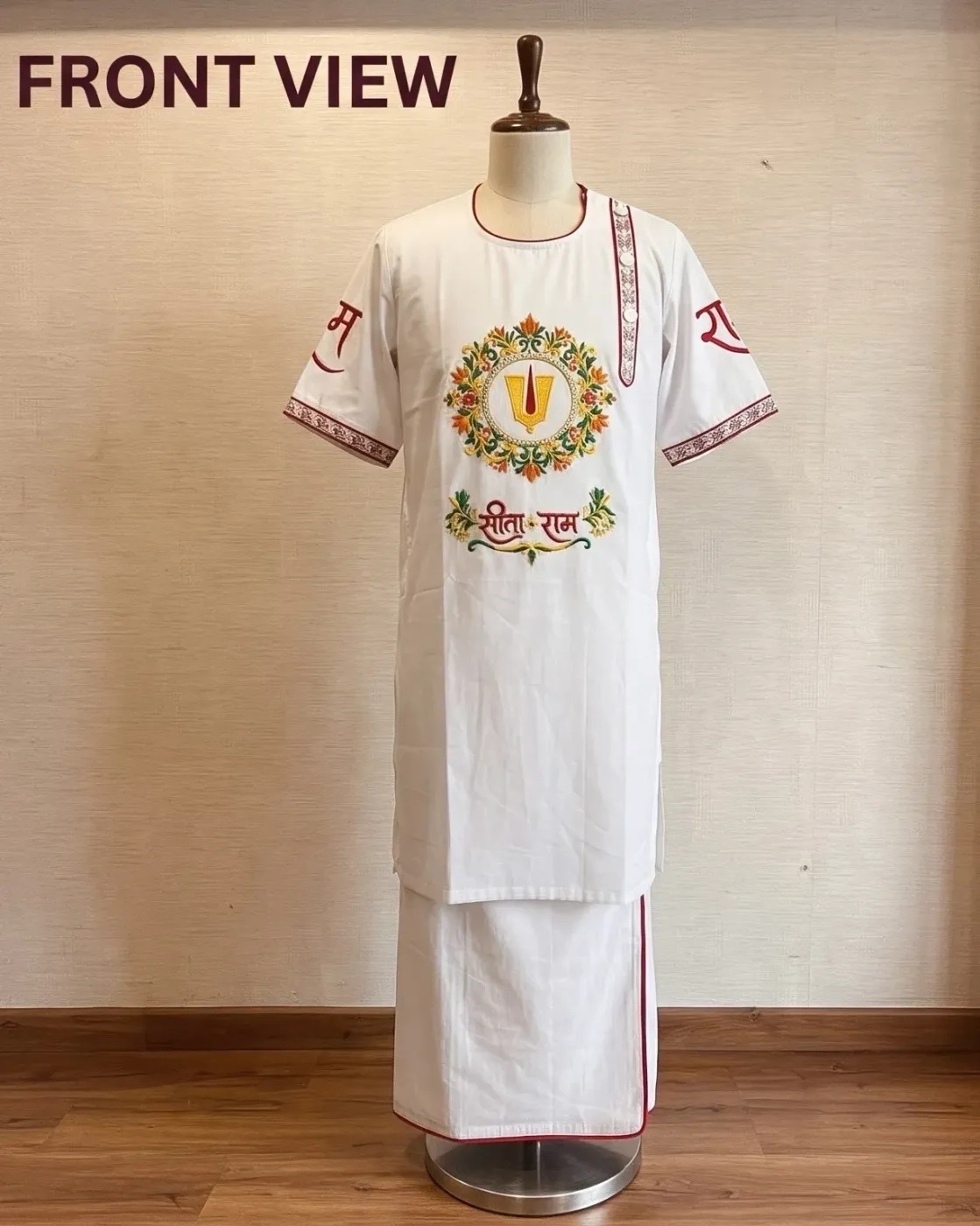 White kurta in embroidery with dhoti 1